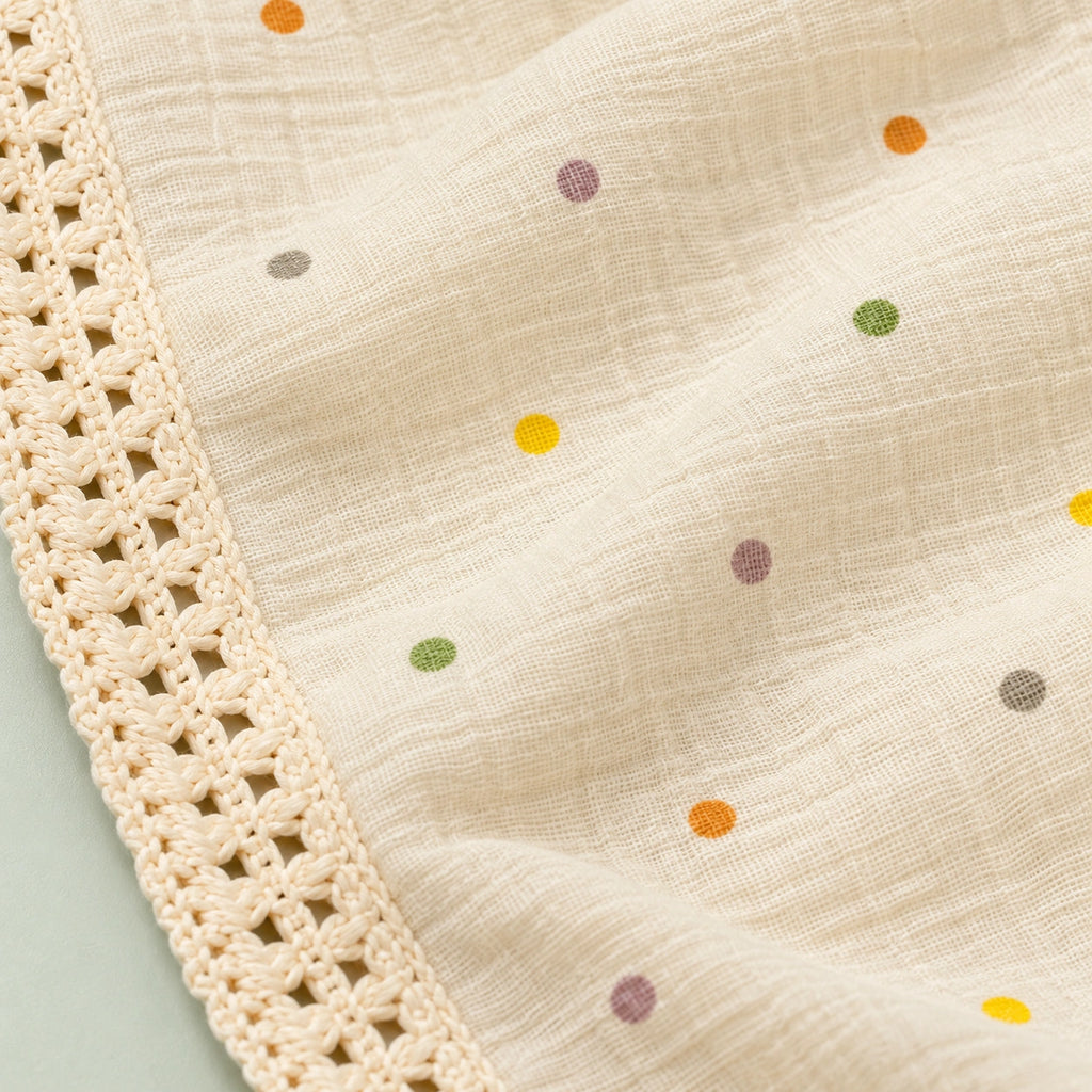 Muslin Swaddle Beige Dot – Soft & Breathable Baby Swaddle