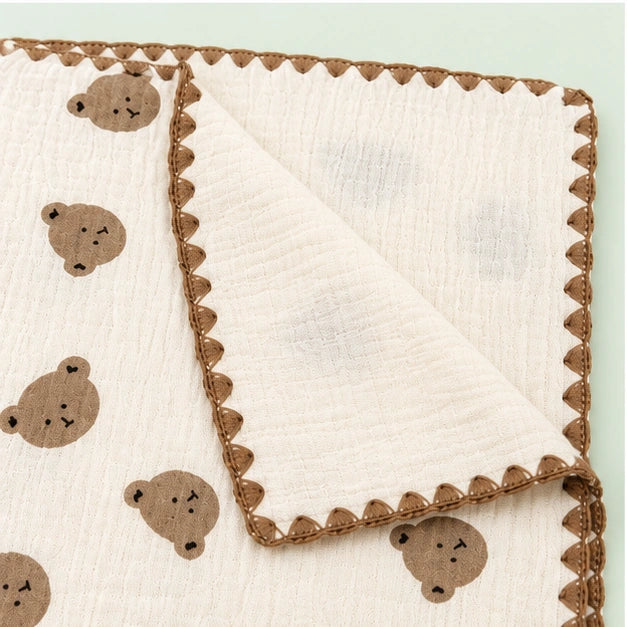 Soft Muslin Baby  Blanket | Brown Bear|