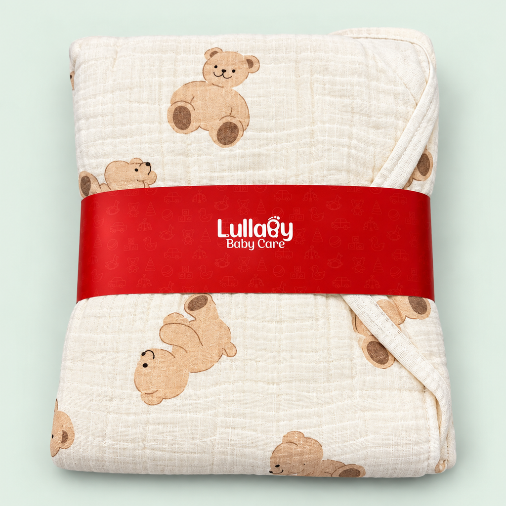 Soft Muslin Baby  Blanket with Plush Back | Teddy|