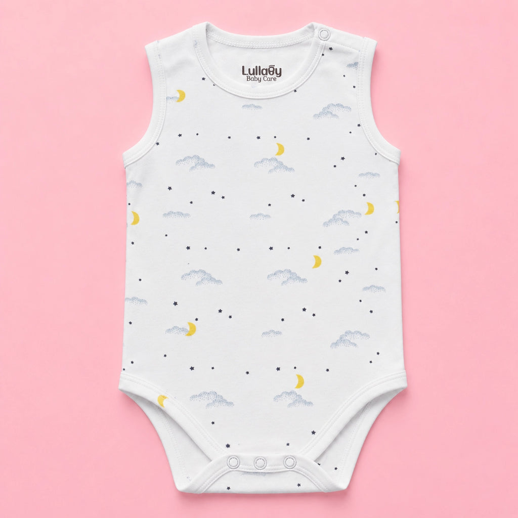 Baby Sleeveless Floral Onesie | Moon | 0-3 Months