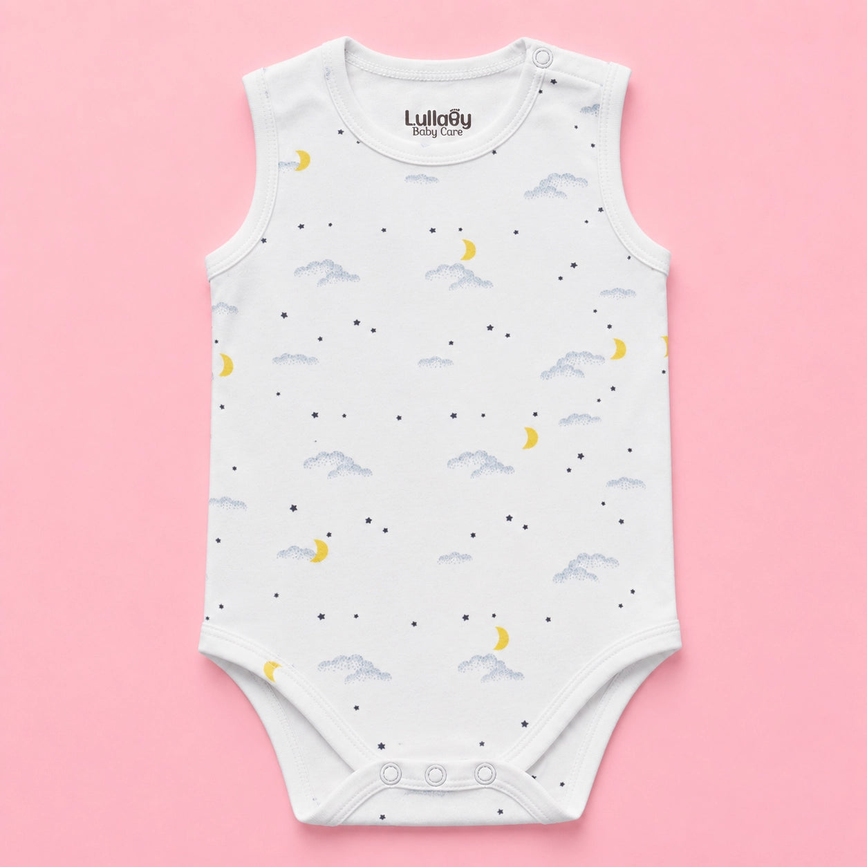 Baby Sleeveless Floral Onesie | Moon | 0-3 Months