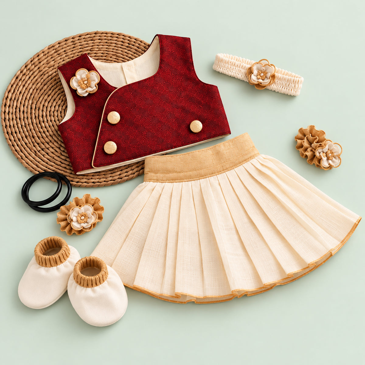 Baby Noolukettu Frock Set – Traditional Naming Ceremony Wear