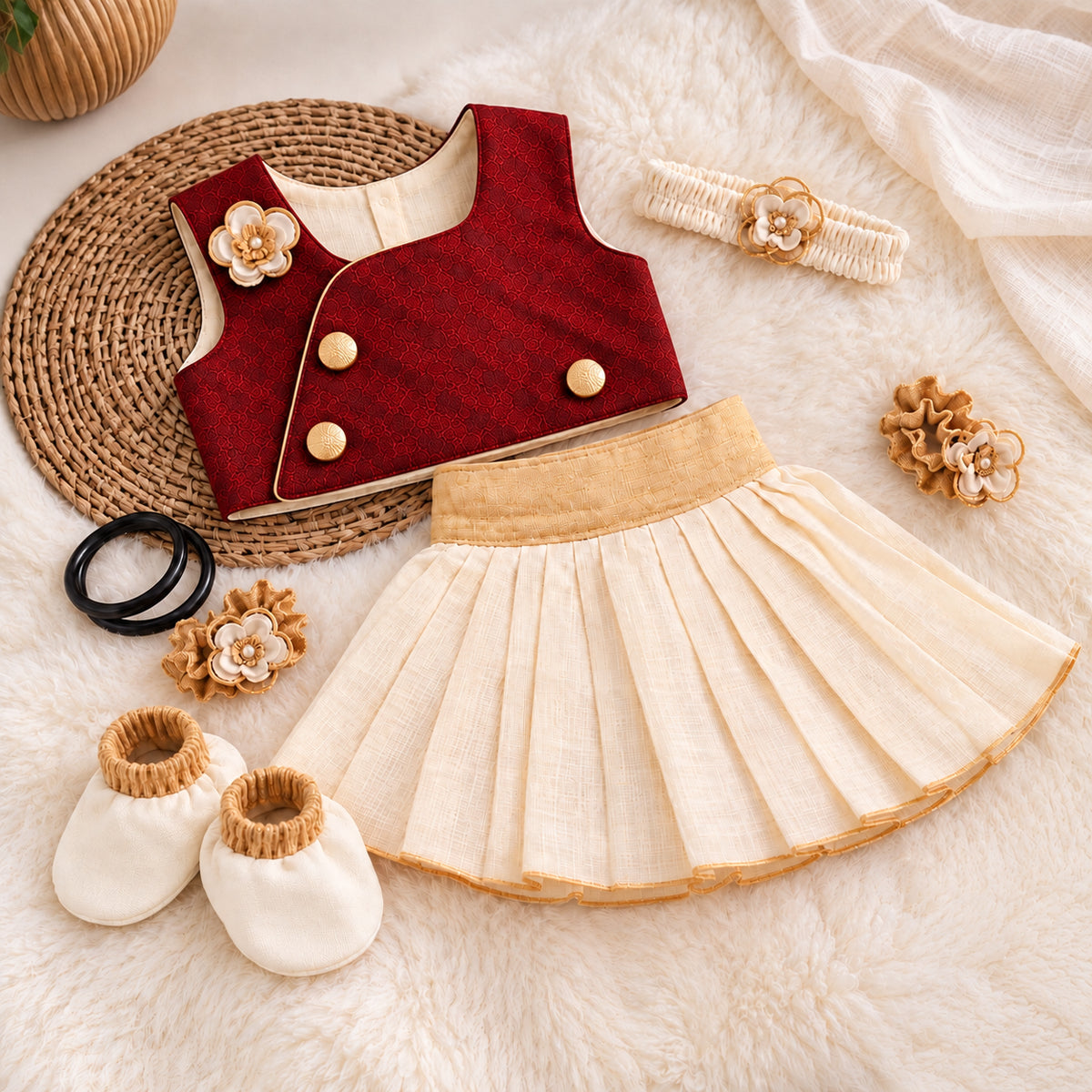 Baby Noolukettu Frock Set – Traditional Naming Ceremony Wear
