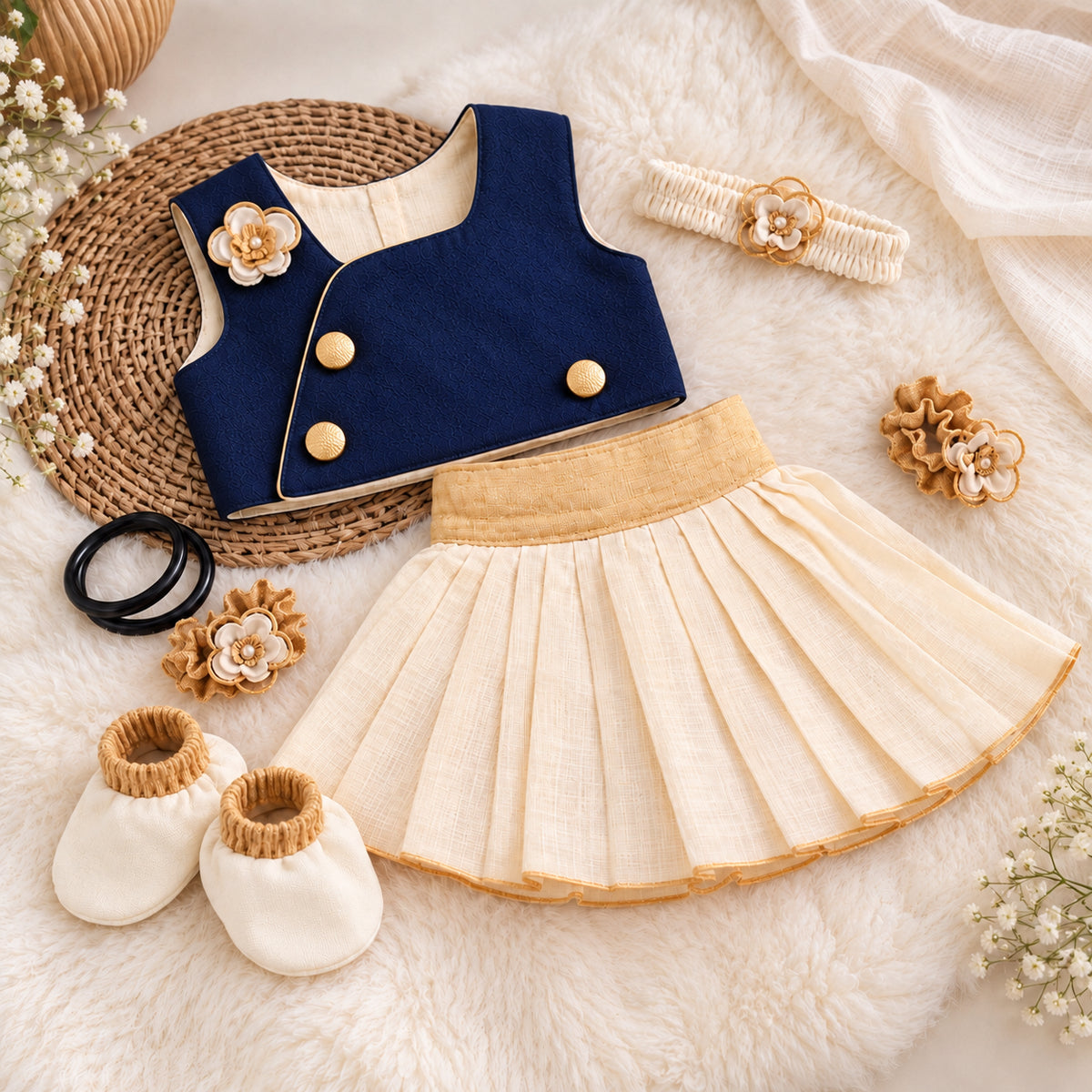 Baby Noolukettu Frock Set – Traditional Naming Ceremony Wear
