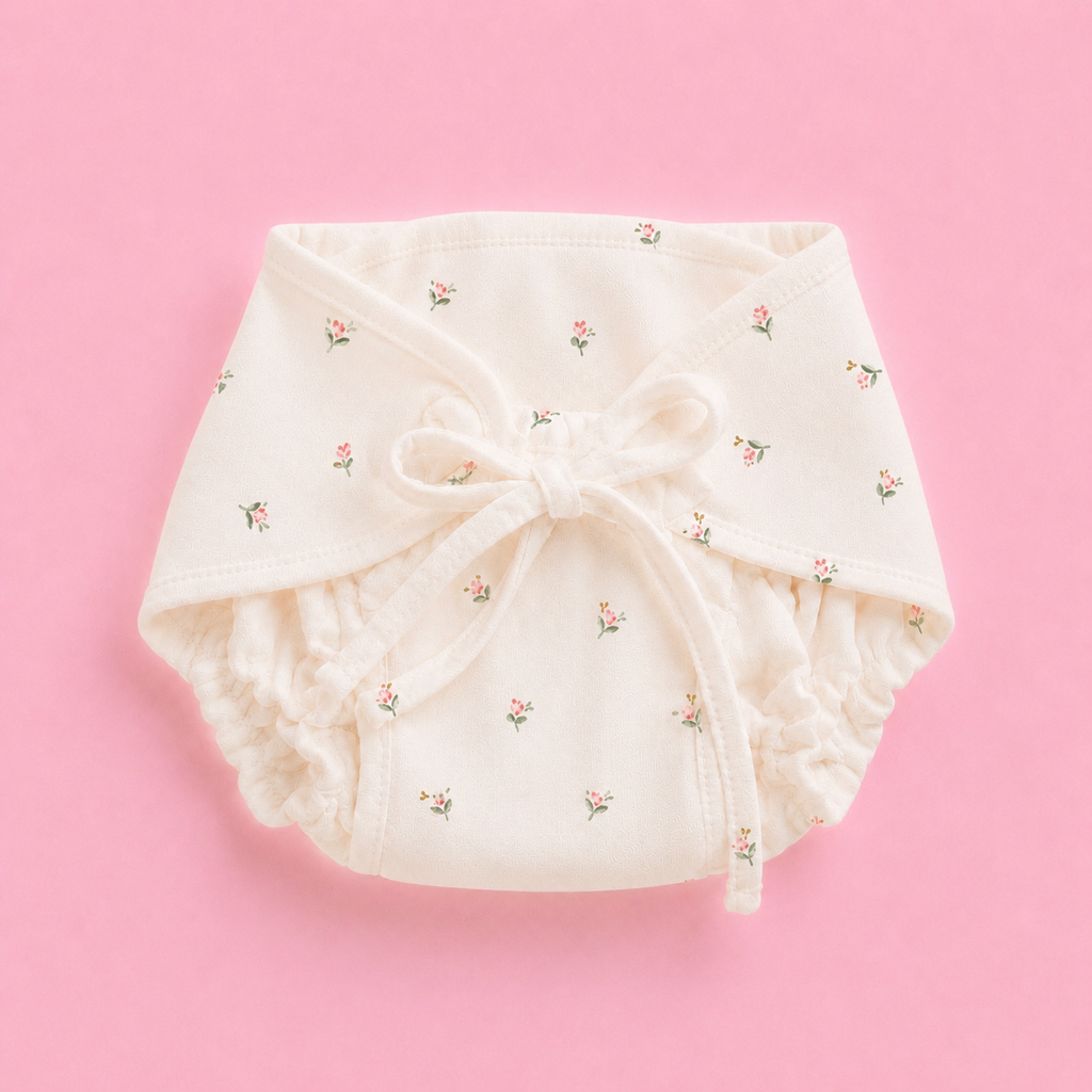 Newborn Jabala & Nappy Set | Rose flower | Organic Cotton