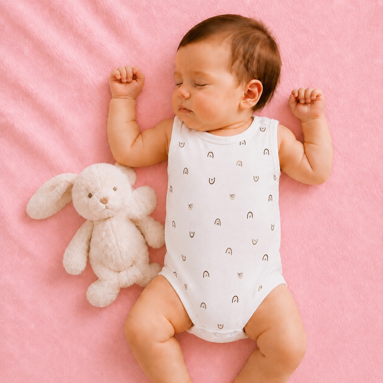 Baby Sleeveless Floral Onesie Rainbow – 0-3 Months