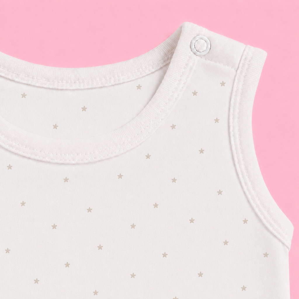 Baby Sleeveless Floral Onesie Star Print– 0-3 Months