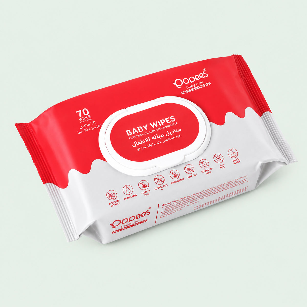 Popees Baby Wipes | Aloe Vera & Vitamin E| Water Wipes|70 wipes| Lid Pack