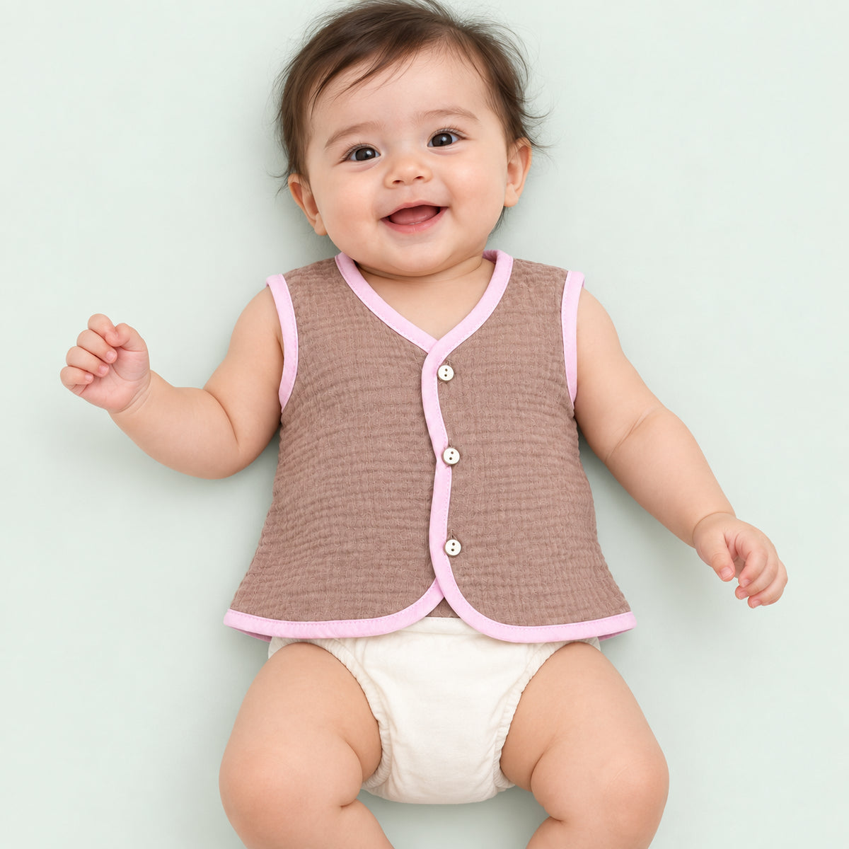 Soft Muslin Jabala for Newborn Baby |Pink|