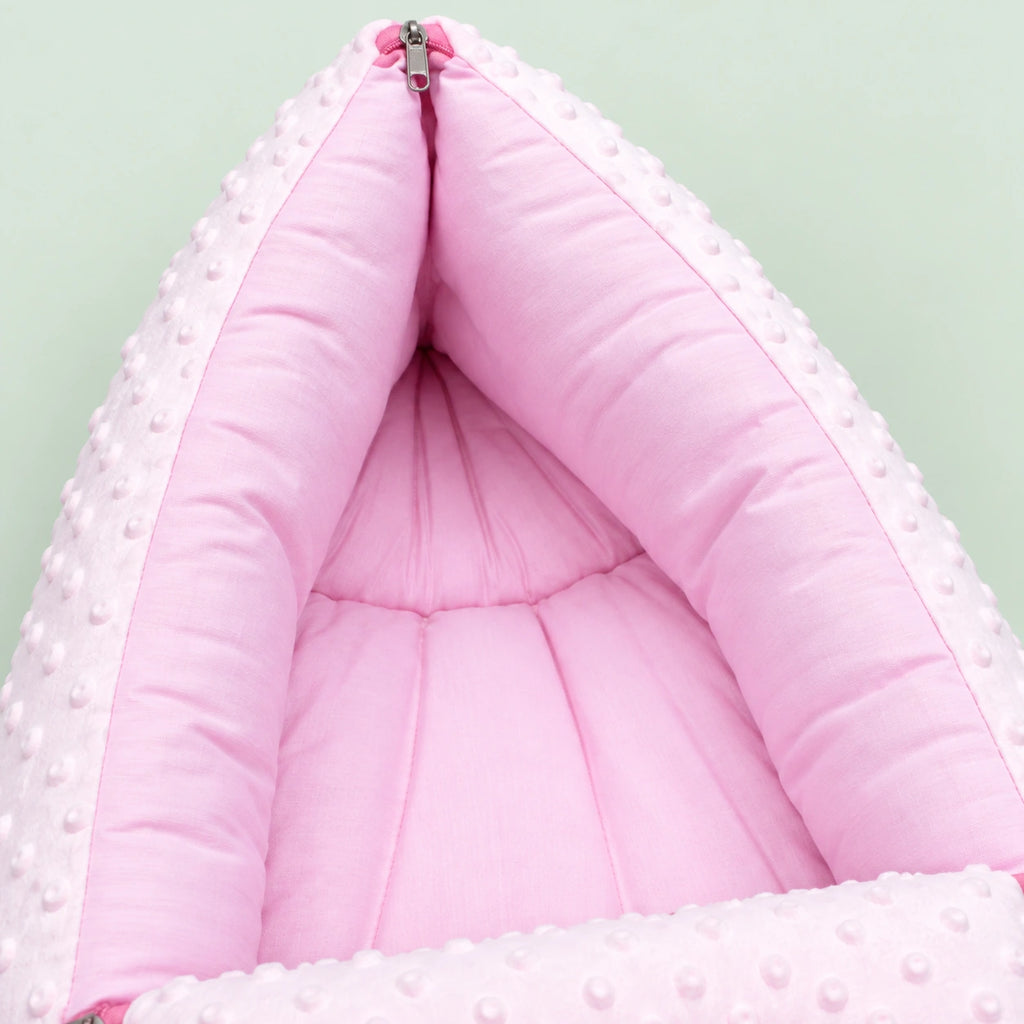 Baby Carry Nest with Dual Side Zipper – Soft & Cozy Newborn Sleeping Bag – Pink | 0–6 Months