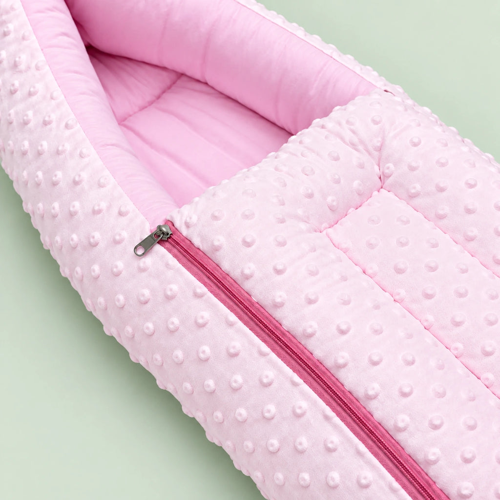 Baby Carry Nest with Dual Side Zipper – Soft & Cozy Newborn Sleeping Bag – Pink | 0–6 Months