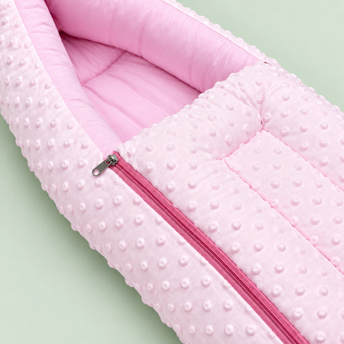 Baby Carry Nest with Dual Side Zipper – Soft & Cozy Newborn Sleeping Bag – Pink | 0–6 Months