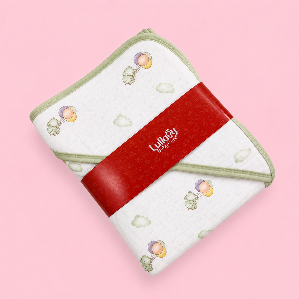 Premium Hooded Baby Wrapper | Muslin | Balloon Print