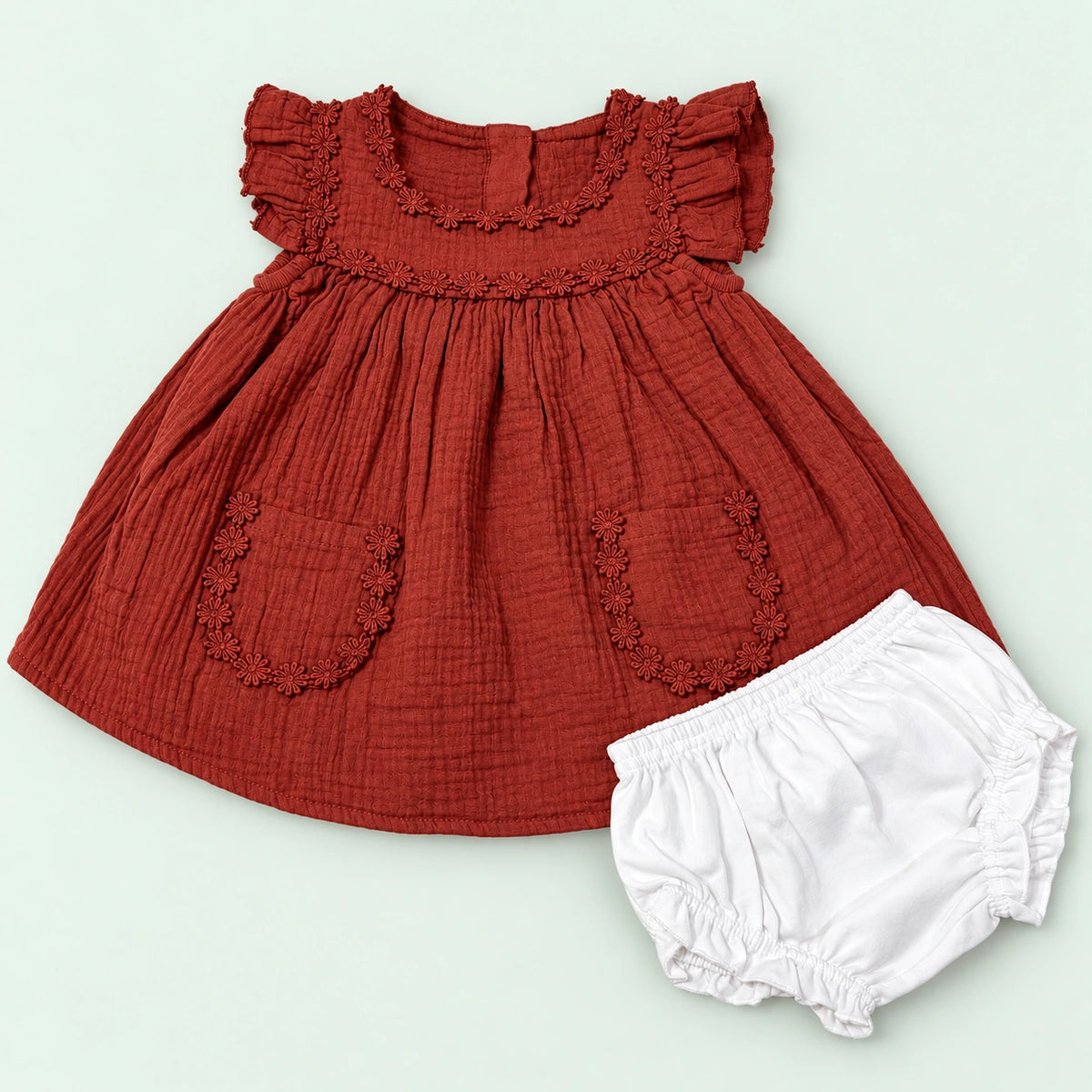 RUST RED BABY FROCK