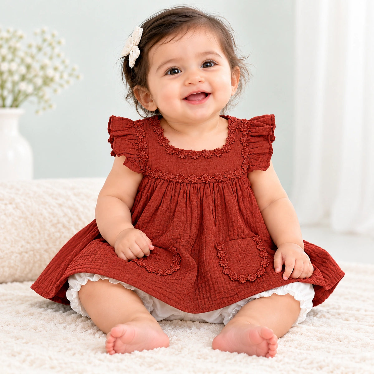RUST RED BABY FROCK