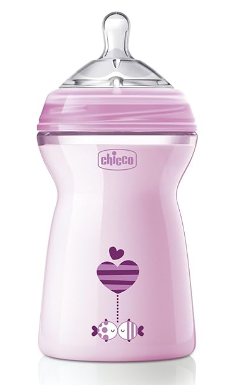 Chicco Natural Feeling 330ml Baby Feeding Bottle 6m+ (Pink)