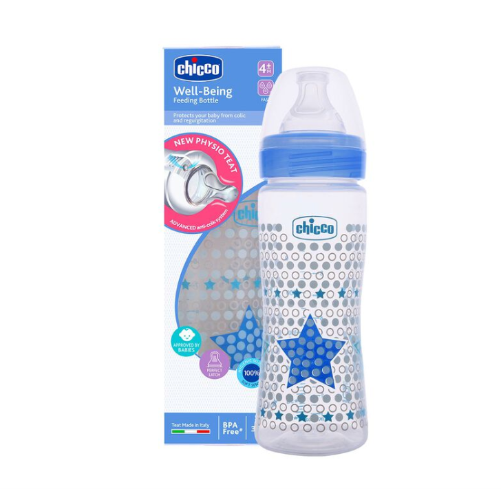 Chicco Well-Being Feeding Bottle 330ml Blue