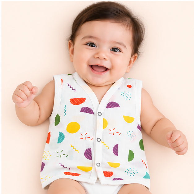 Printed Muslin Jabala for Newborn Baby