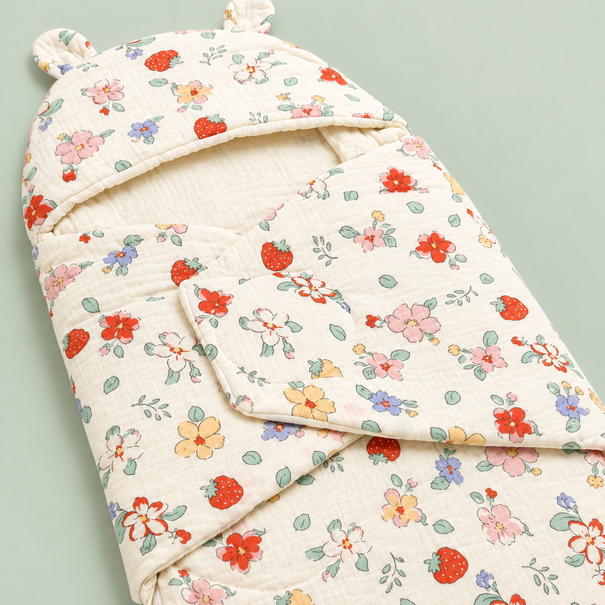 Muslin Baby Swaddle Wrapper – Flower | Soft Hooded Baby Wrap