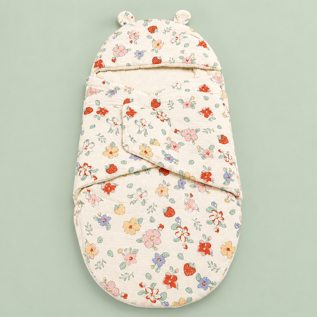 Muslin Baby Swaddle Wrapper – Flower | Soft Hooded Baby Wrap
