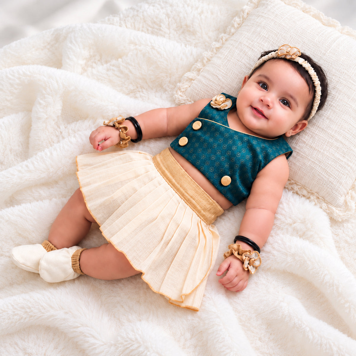 Baby Noolukettu Frock Set – Traditional Naming Ceremony Wear
