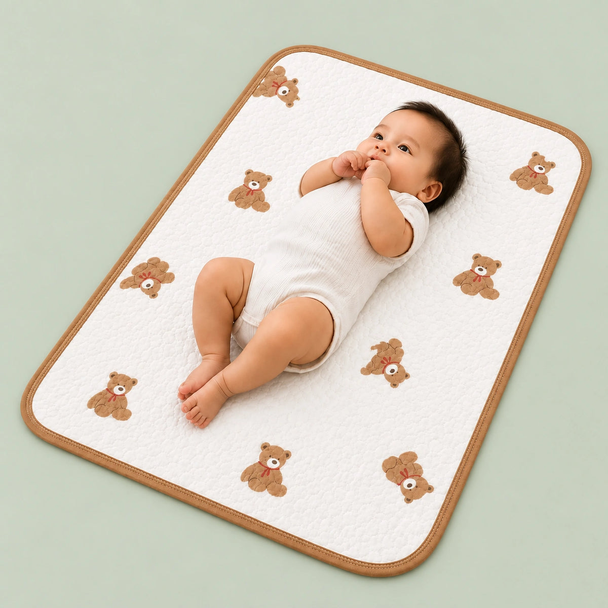 Muslin Baby Dry Sheet – Cute Teddy Bear Print | Soft & Cozy Baby Bedding