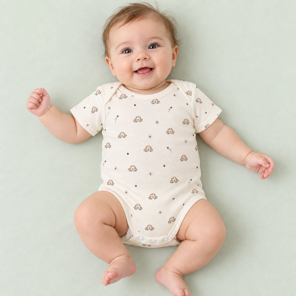 Baby Half sleeve Floral Onesie Turtle - 0-3 Months