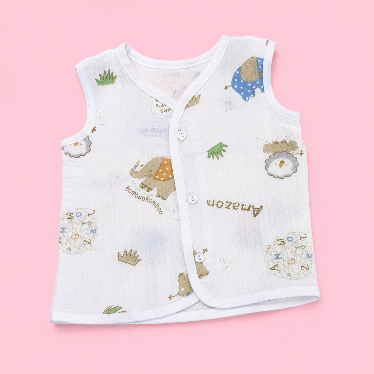 Crinkled Muslin Button Jabala | Amazon | Soft Muslin Summer Wear For Babies | 0-3 Months  | Pack Of 1