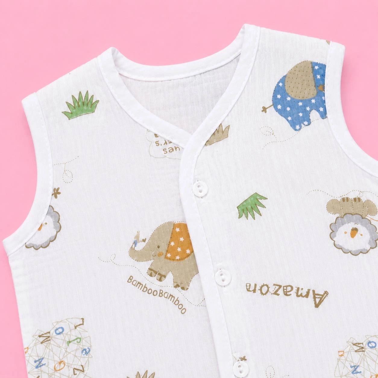 Crinkled Muslin Button Jabala | Amazon | Soft Muslin Summer Wear For Babies | 0-3 Months  | Pack Of 1