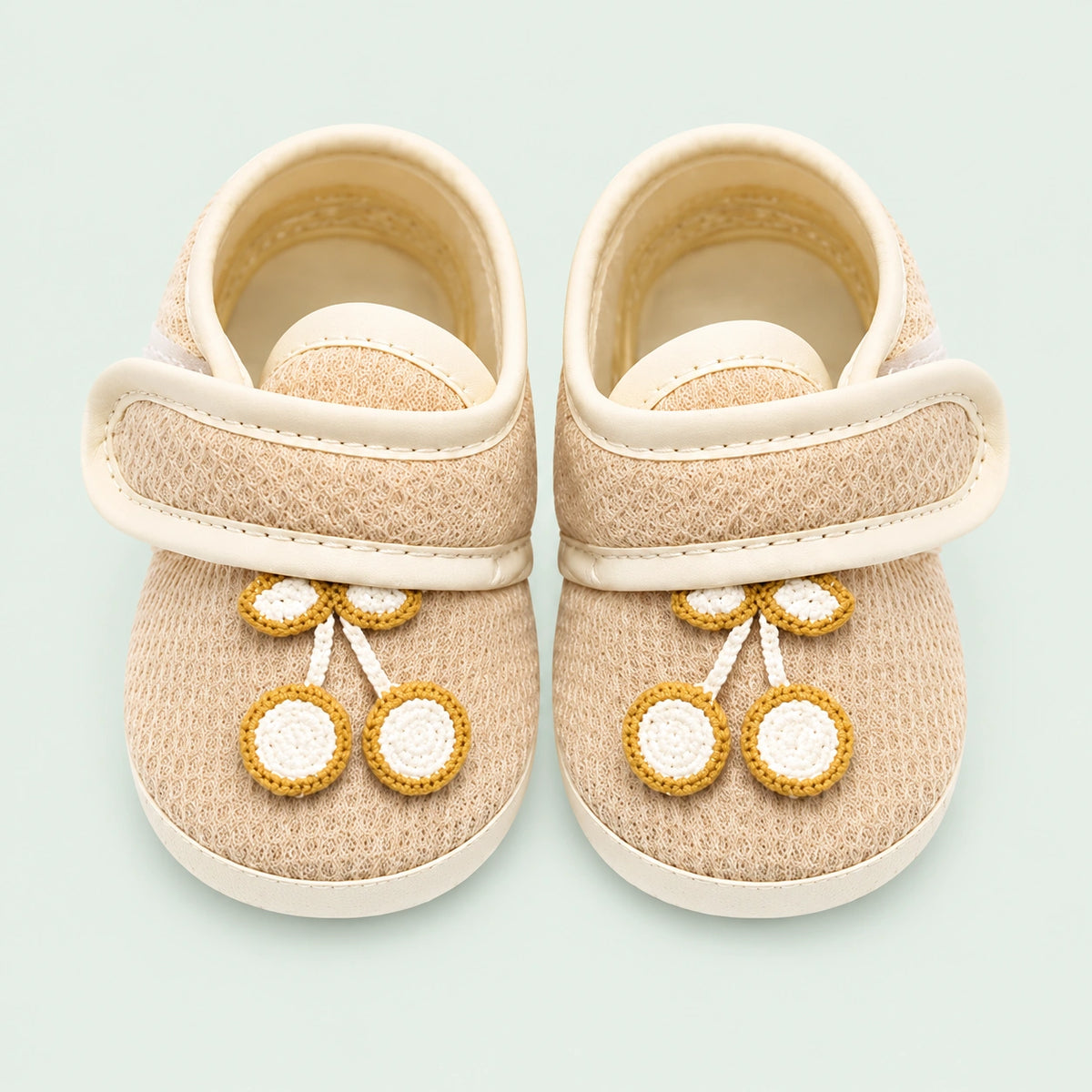 Soft Newborn Baby Booties with Adjustable Strap |Beige|
