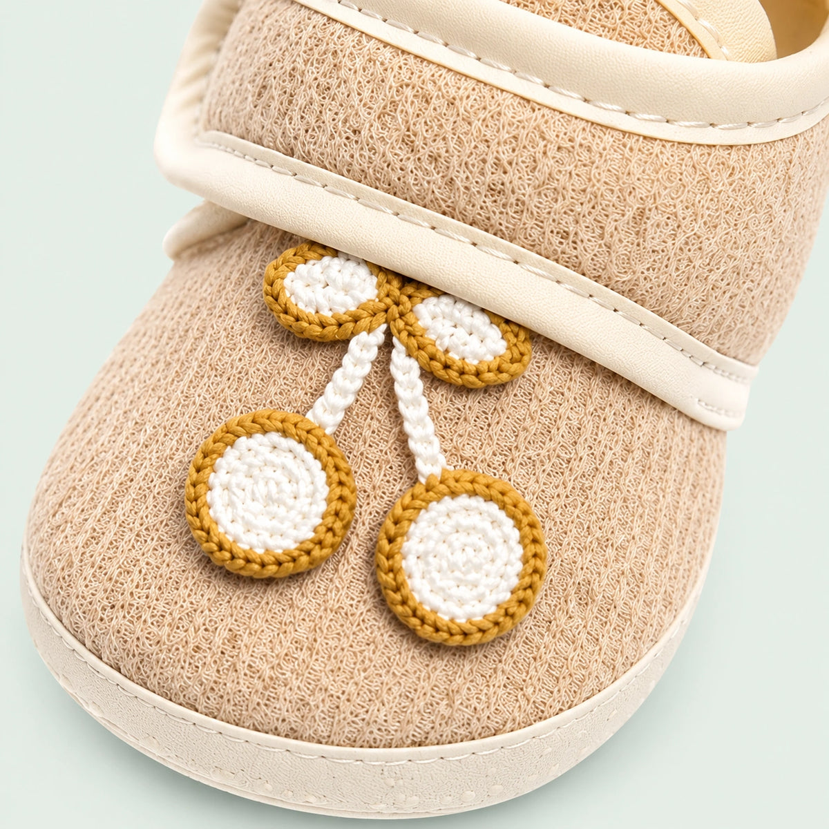 Soft Newborn Baby Booties with Adjustable Strap |Beige|