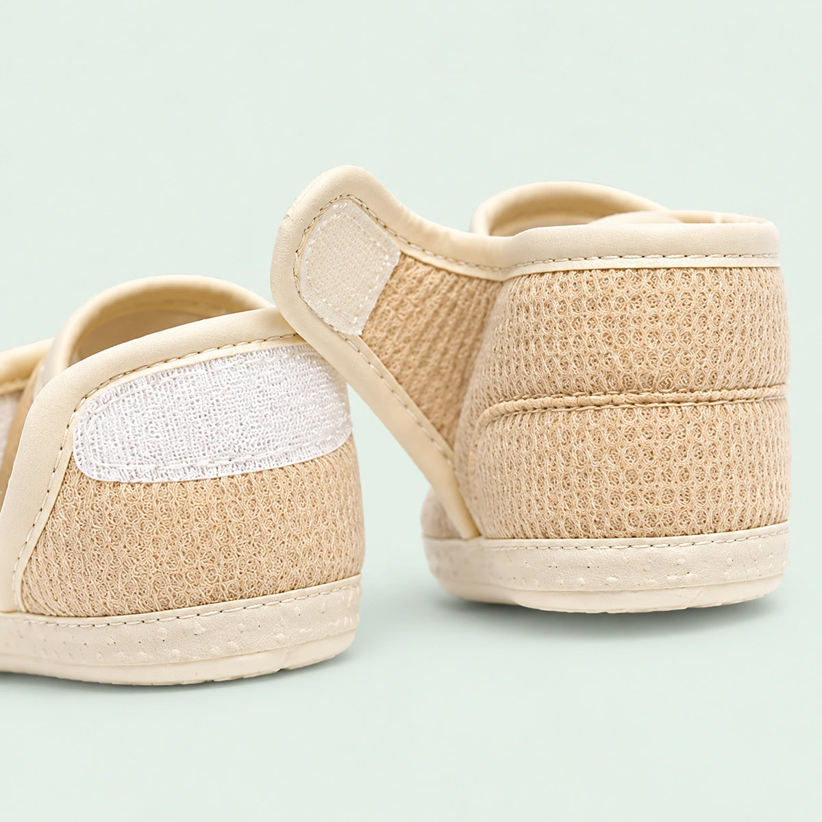 Soft Newborn Baby Booties with Adjustable Strap |Beige|