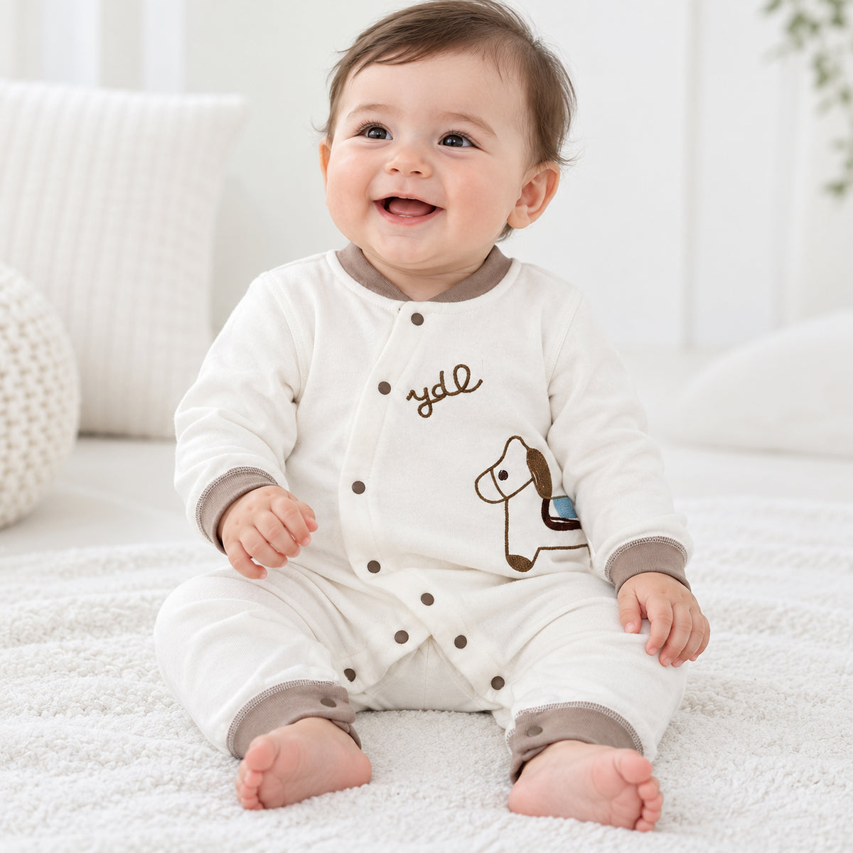 Newborn Baby Full Sleeve Romper|Brown|