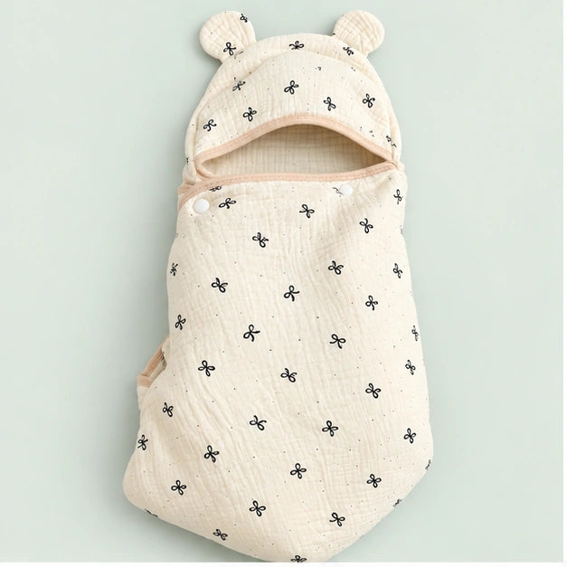 Soft Muslin Baby Swaddle Wrapper with Hood