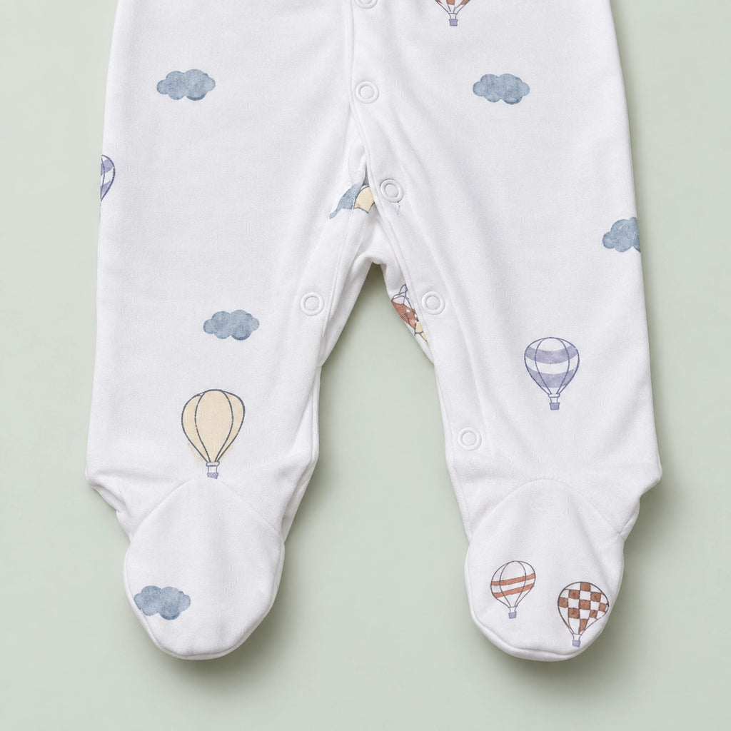 Baby Hooded Button Sleepsuit | 0-3 Months | Romper