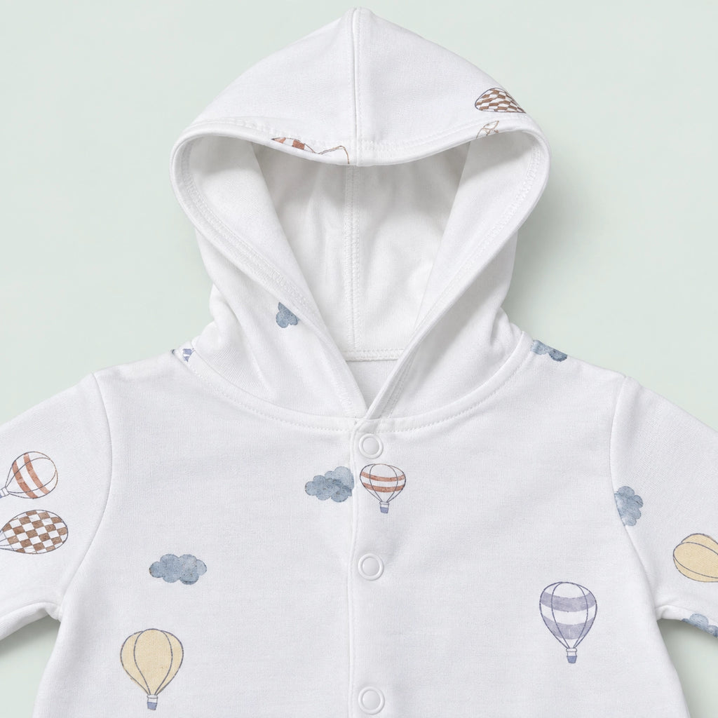 Baby Hooded Button Sleepsuit | 0-3 Months | Romper