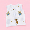 Crinkled Muslin Button Jabala | Bear | Soft Muslin Summer Wear For Babies | 0-3 Months  | Pack Of 1