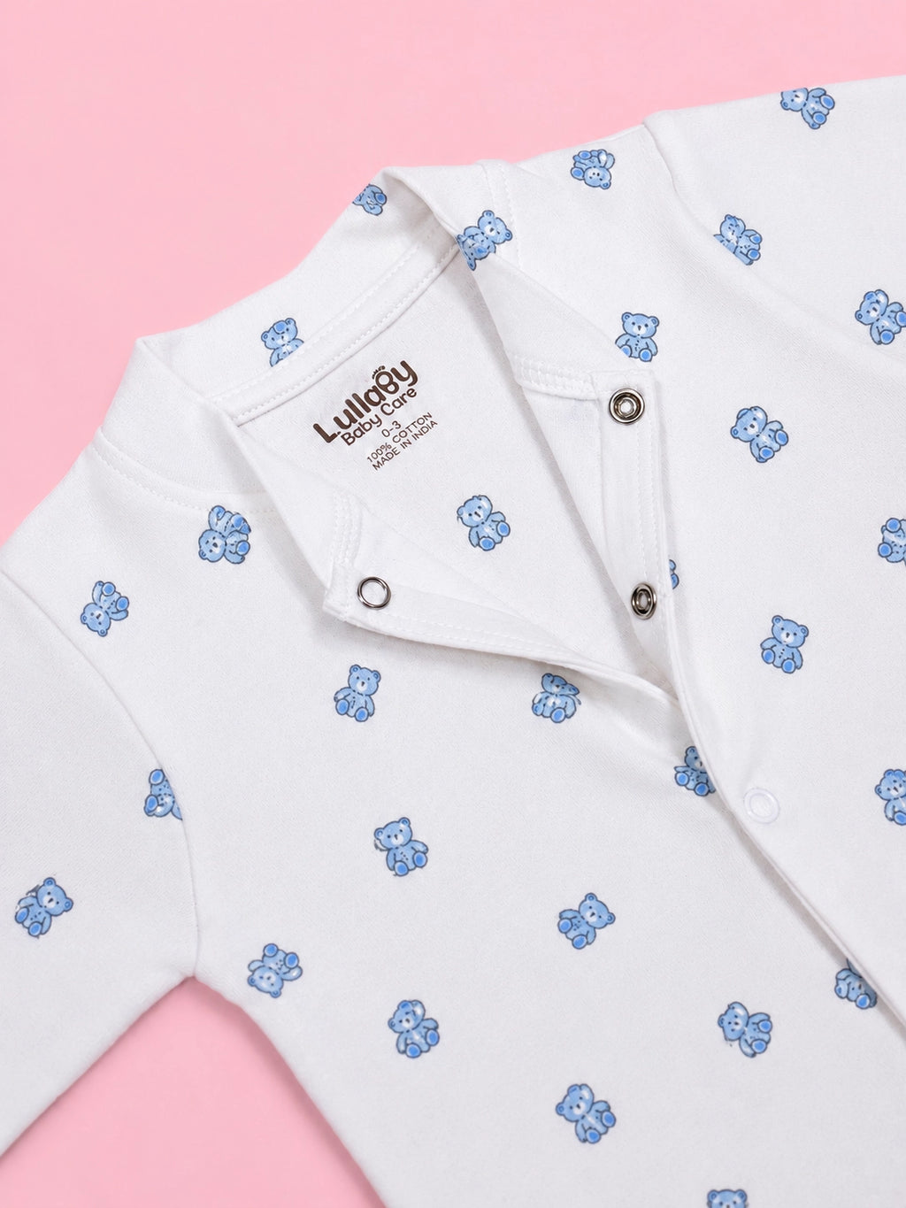 Baby Button Sleepsuit Bear| 0-3 Months | Romper