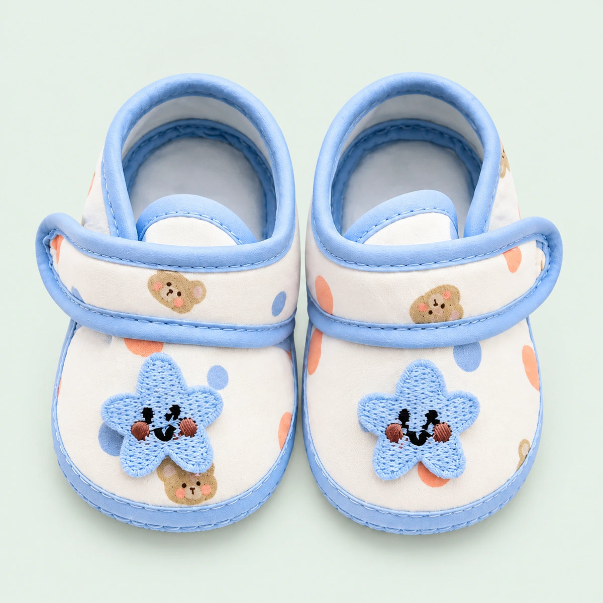 Soft Newborn Baby Booties with Adjustable Strap|Blue|