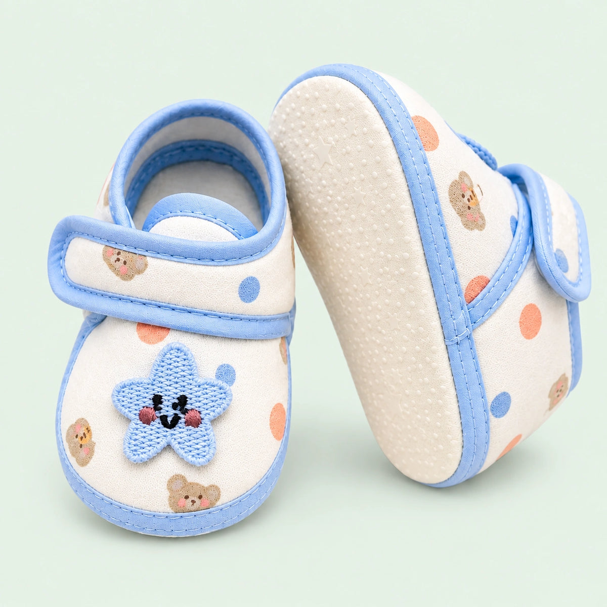Soft Newborn Baby Booties with Adjustable Strap|Blue|