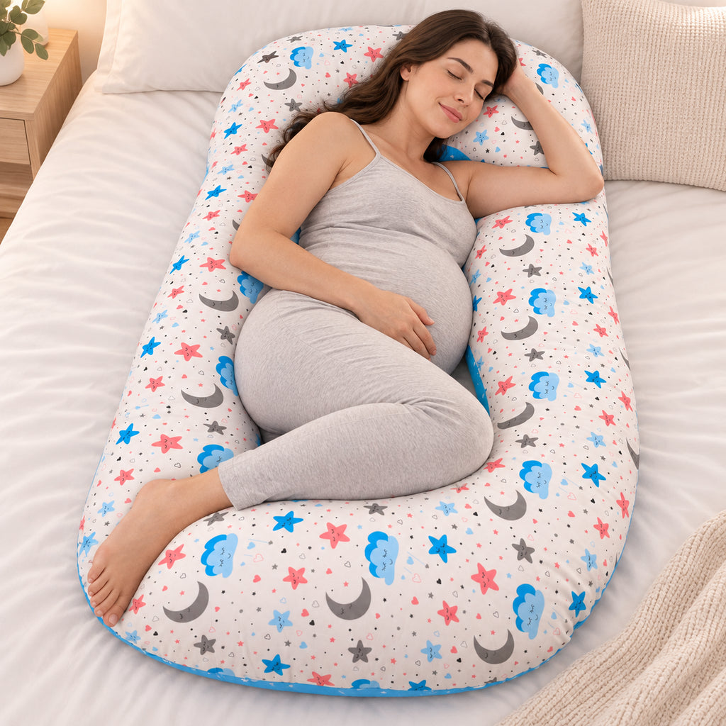G-Shaped Full Body Pregnancy & Maternity Pillow|Blue|