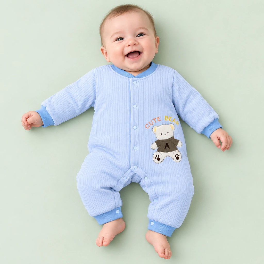Baby Full-Sleeve Romper | Baby Blue | 3–6 Months
