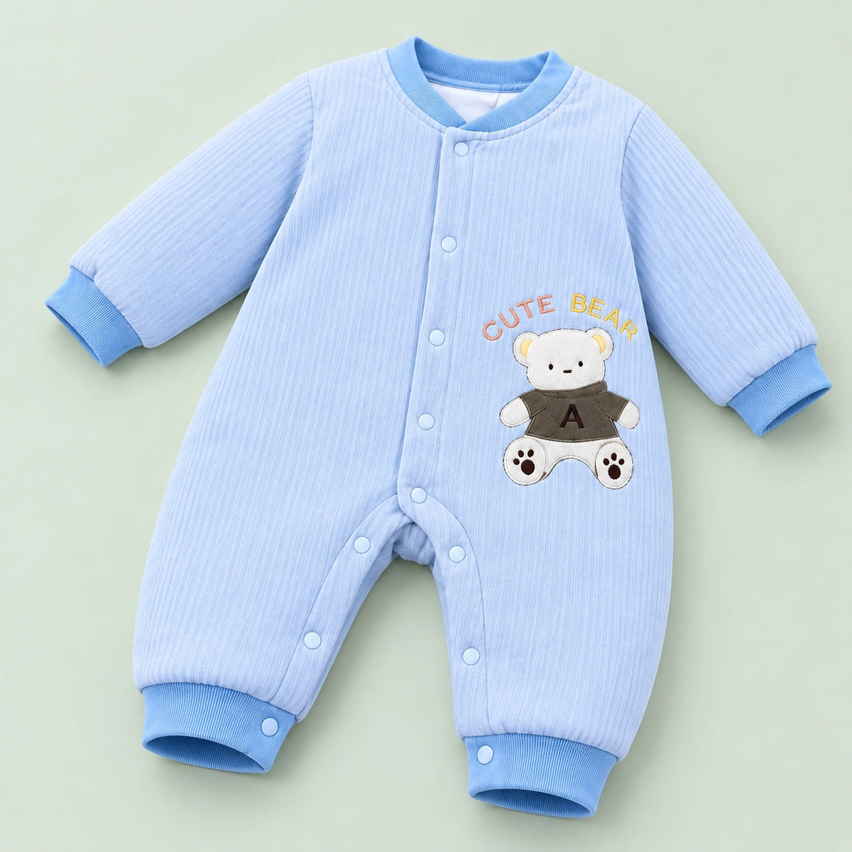 Baby Full-Sleeve Romper | Baby Blue | 3–6 Months