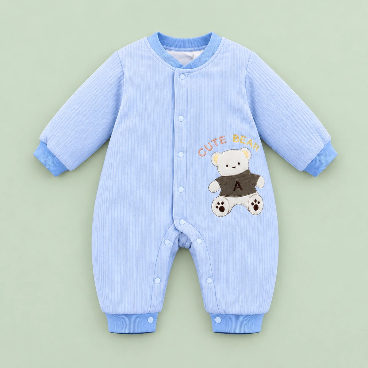 Baby Full-Sleeve Romper | Baby Blue | 3–6 Months