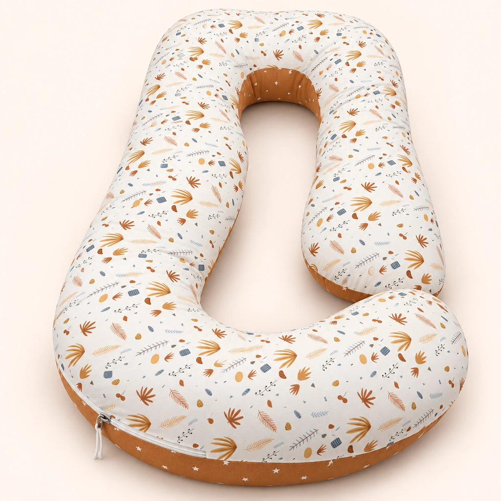 G-Shaped Full Body Pregnancy Pillow & Maternity Pillow|Botanical Brown|