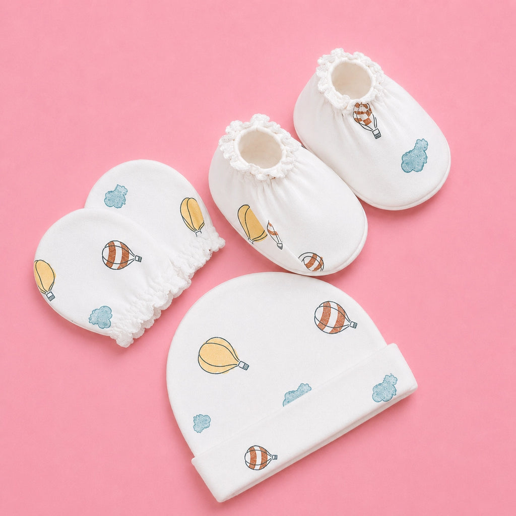 Baby Cap, Mittens & Booties Set Parachute