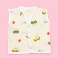 Crinkled Muslin Button Jabala | Car | Soft Muslin Summer Wear For Babies | 0-3 Months  | Pack Of 1