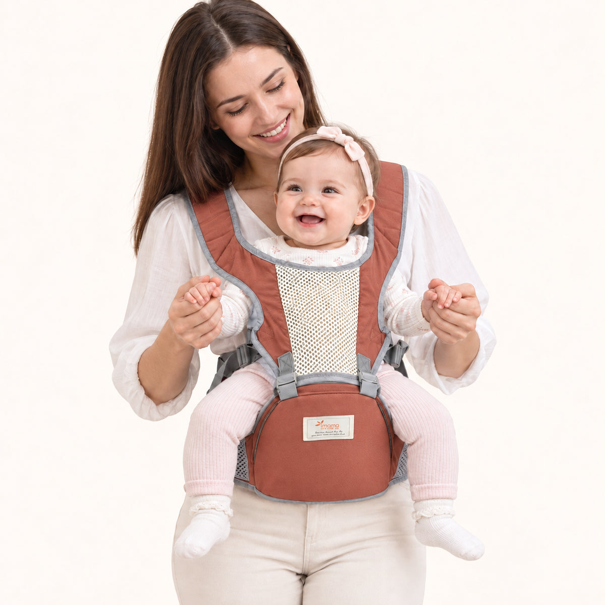 Breathable Front Carry Baby Carrier with Adjustable Support|Brown|