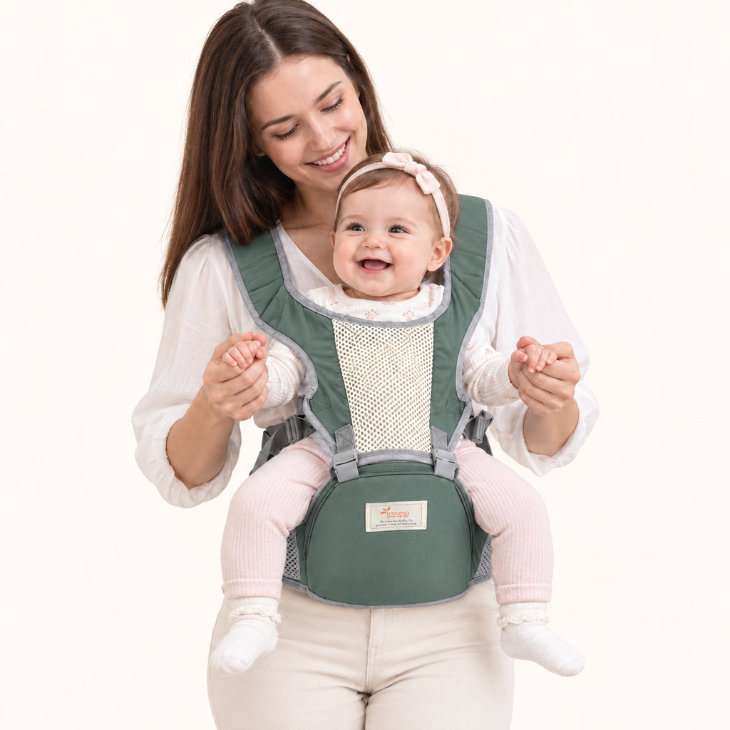 Breathable Front Carry Baby Carrier with Adjustable Support|Sage Green|