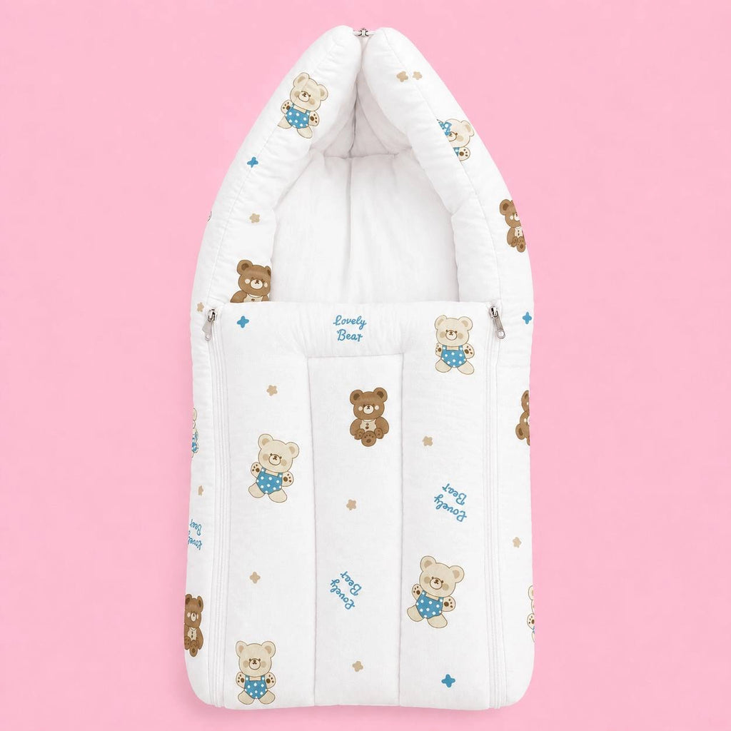 Baby Sleeping Bag And Carry Nest | Bear |  Bedding Set New Born Baby | Portable And Travel Friendly | 0-3 Months